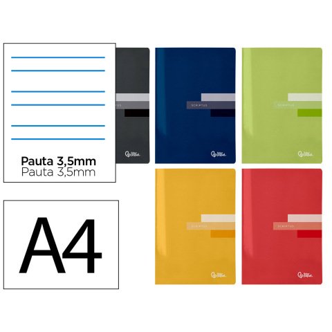 Libreta liderpapel scriptus a4 48 hojas 90gr rayado montessori 3,5mm con margen colores surtidos