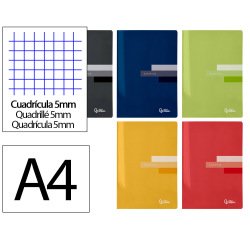 Libreta liderpapel scriptus a4 48 hojas 90gr cuadro 5mm con margen colores surtidos