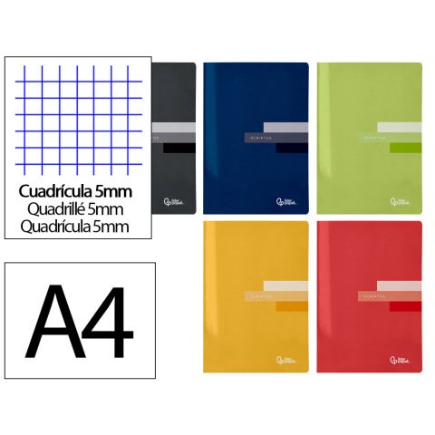 Libreta liderpapel scriptus a4 48 hojas 90gr cuadro 5mm con margen colores surtidos