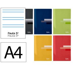 Libreta liderpapel scriptus a4 48 hojas 90gr rayado montessori 5mm con margen colores surtidos
