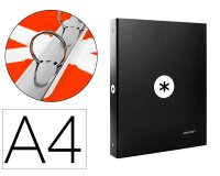 Carpeta antartik a4 forrada 4 anillas 25 mm redondas color negro