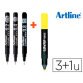 Rotulador artline comic pen calibrado micrometrico negro bolsa de 3 uds 0,2 0,4 0,8 + fluorescente 660