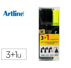 Rotulador artline comic pen calibrado micrometrico negro bolsa de 3 uds 0,2 0,4 0,8 + permanente 853