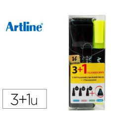 Rotulador artline comic pen calibrado micrometrico negro bolsa de 3 uds 0,2 0,4 0,8 + permanente 853