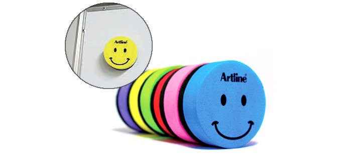 Borrador artline pizarra blanca redondo magnetico cara smiley colores surtidos