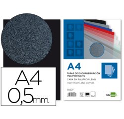 Cubiertas para encuadernar Liderpapel polipropileno A4 0,5mm negro opaco - Paquete de 100 unidades