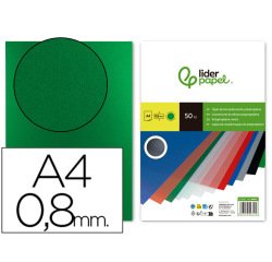 Cubiertas para encuadernar Liderpapel polipropileno A4 0,8mm verde opaco - Paquete de 50 unidades