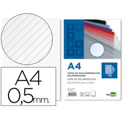 Cubiertas para encuadernar Liderpapel polipropileno rayado A4 0,5mm transparente - Paquete de 100 unidades