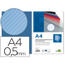 Cubiertas para encuadernar Liderpapel polipropileno rayado A4 0,5mm azul - Paquete de 100 unidades