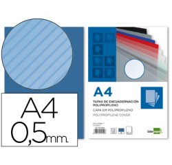 Cubiertas para encuadernar Liderpapel polipropileno rayado A4 0,5mm azul - Paquete de 100 unidades
