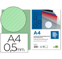 Cubiertas para encuadernar Liderpapel polipropileno rayado A4 0,5 mm verde - Paquete de 100 unidades
