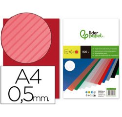 Cubiertas para encuadernar Liderpapel polipropileno rayado A4 0,5mm rojo - Paquete de 100 unidades