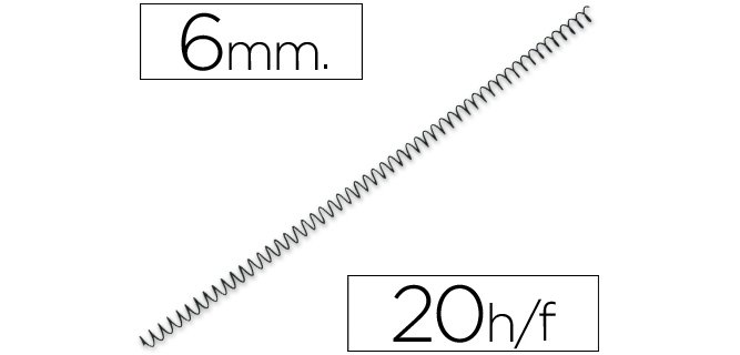 Espiral metalico q-connect 56 4:1 6mm 1mm caja de 200 unidades