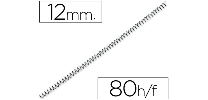 Espiral metalico q-connect 56 4:1 12mm 1mm caja de 200 unidades