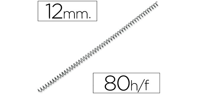 Espiral metalico q-connect 56 4:1 12mm 1mm caja de 200 unidades