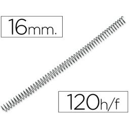 Espiral metalico q-connect 56 4:1 16mm 1,2mm caja de 100 unidades