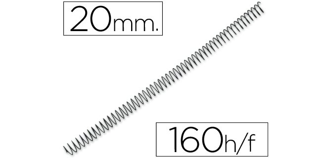 Espiral metalico q-connect 56 4:1 20mm 1,2mm caja de 100 unidades