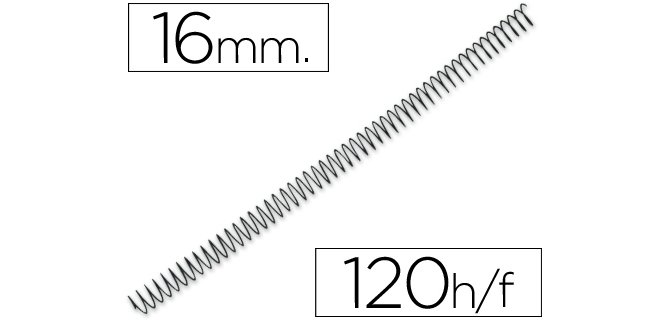 Espiral metalico q-connect 64 5:1 16mm 1,2mm caja de 100 unidades