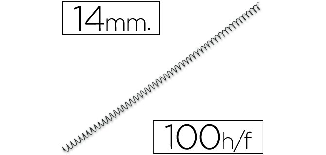 Espiral metalico q-connect 64 5:1 14 mm 1mm caja de 100 unidades