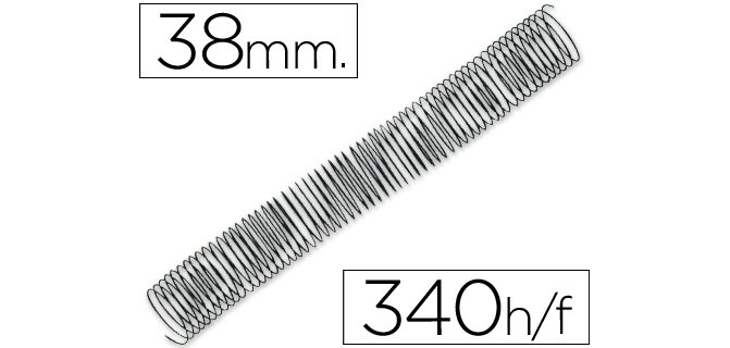 Espiral metalico q-connect 64 5:1 38mm 1,2mm caja de 25 unidades
