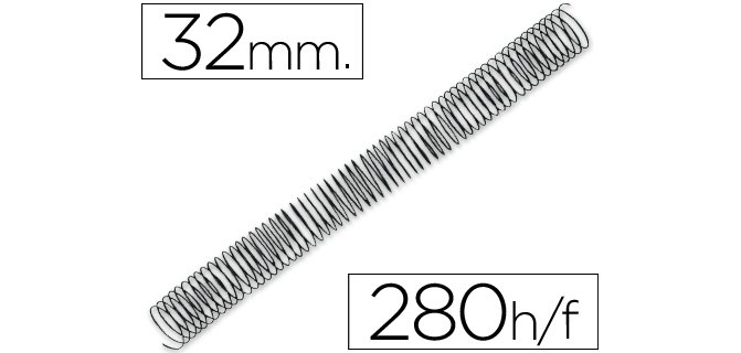 Espiral metalico q-connect 64 5:1 32mm 1,2mm caja de 50 unidades