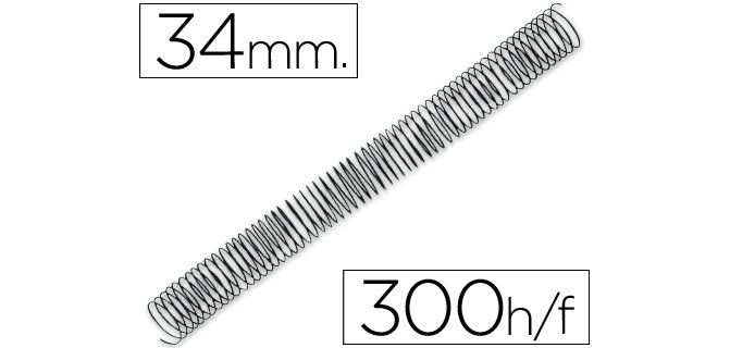 Espiral metalico q-connect 64 5:1 34mm 1,2mm caja de 25 unidades