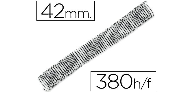 Espiral metalico q-connect 64 5:1 42mm 1,2mm caja de 25 unidades