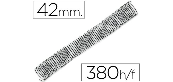 Espiral metalico q-connect 64 5:1 42mm 1,2mm caja de 25 unidades