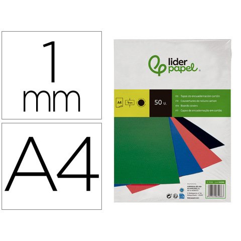 Cubiertas para encuadernar Liderpapel cartón A4 1mm negra - Paquete de 50 unidades
