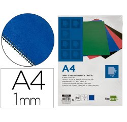 Cubiertas para encuadernar Liderpapel cartón A4 1mm azul - Paquete de 50 unidades