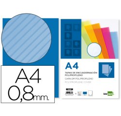Cubiertas para encuadernar Liderpapel polipropileno ondulado A4 0,8 mm azul - Paquete de 50 unidades