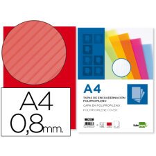 Cubiertas para encuadernar Liderpapel polipropileno ondulado A4 0,8 mm rojo - Paquete de 50 unidades