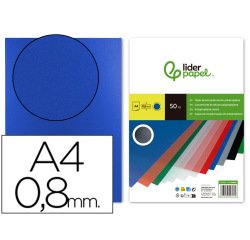 Cubiertas para encuadernar Liderpapel polipropileno A4 0,8mm azul opaco - Paquete de 50 unidades