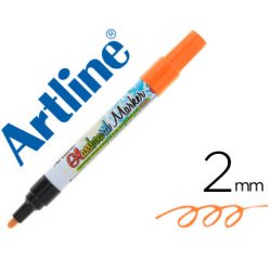 Rotulador artline glass marker especial cristal borrable en seco o humedo color naranja fluor
