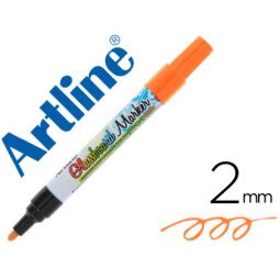 Rotulador artline glass marker especial cristal borrable en seco o humedo color naranja fluor