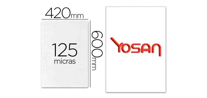 Bolsa de plastificar yosan brillo 420 x 600 mm 125 mc din a2 caja de 50 unidades