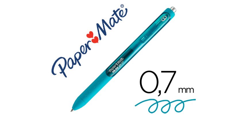 Boligrafo paper mate inkjoy retractil gel pen trazo 0,7 mm verde azulado