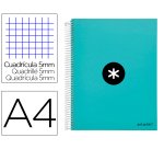 Cuaderno espiral a4 micro antartik tapa forrada 120h 90 gr cuadro 5mm 5 bandas 4 taladros color menta