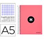 Cuaderno espiral a5 micro antartik tapa forrada120h 90 gr cuadro 5 mm 5 band 6 taladros color coral