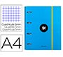 Carpeta con recambio antartik a4 cuadro 5mm forrada 4 anillas 40mm redondas con solapa color azul