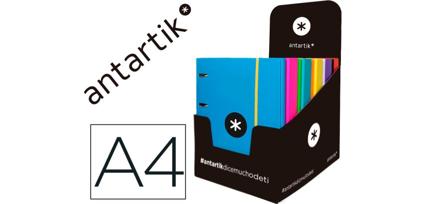 Carpeta con recambio antartik a4 cuadro 5mm forrada 4 anillas 25mm redondas colores surtidos