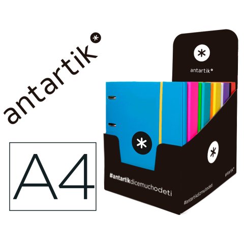 Carpeta con recambio antartik a4 cuadro 5mm forrada 4 anillas 25mm redondas colores surtidos