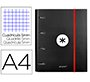Carpeta con recambio antartik a4 cuadro 5mm forrada 4 anillas 40mm redondas con solapa color negro
