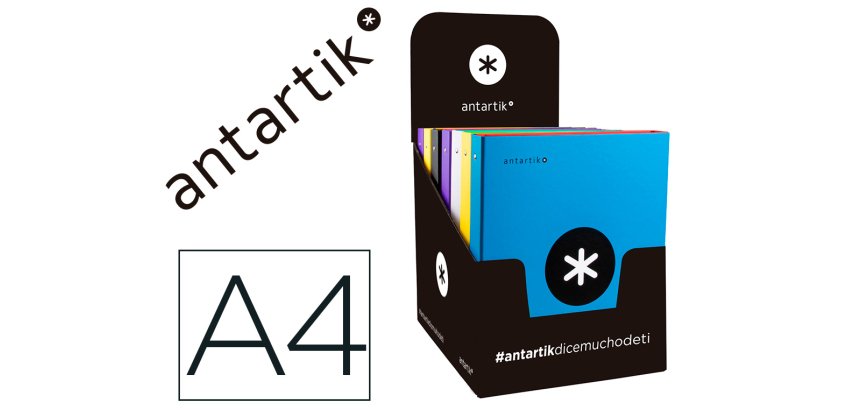 Carpeta 4 anillas 40 mm mixtas antartik a4 forrada colores surtidos