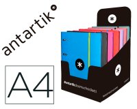 Carpeta con recambio antartik a4 cuadro 5mm forrada 4 anillas 40mm redondas con solapa colores surtidos