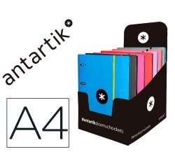 Carpeta con recambio antartik a4 cuadro 5mm forrada 4 anillas 40mm redondas con solapa colores surtidos