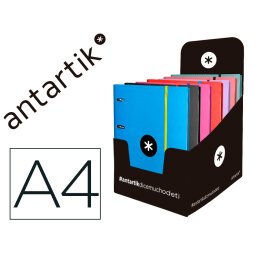 Carpeta con recambio antartik a4 cuadro 5mm forrada 4 anillas 40mm redondas con solapa colores surtidos