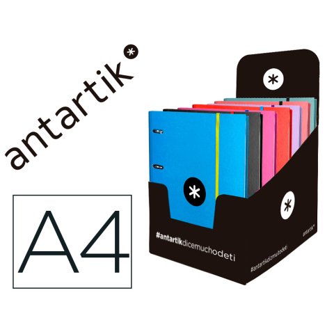 Carpeta con recambio antartik a4 cuadro 5mm forrada 4 anillas 40mm redondas con solapa colores surtidos