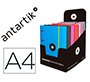 Carpeta con recambio antartik a4 cuadro 5mm forrada 4 anillas 40mm redondas con solapa colores surtidos