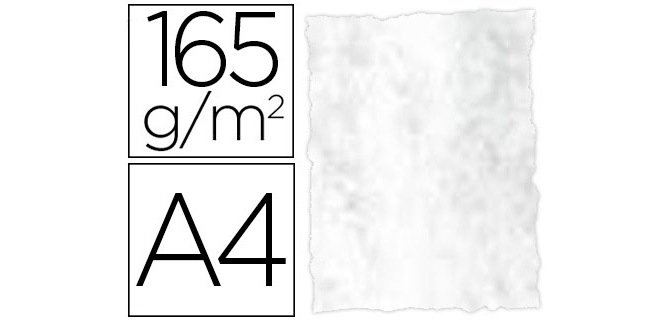 Papel color liderpapel pergamino con bordes a4 165gr gris pack de 25 hojas